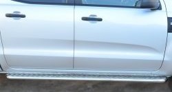 Защита порогов из круглой трубы диаметром 42 мм SLITKOFF Ford Ranger  DoubleCab (2011-2016) дорестайлинг
