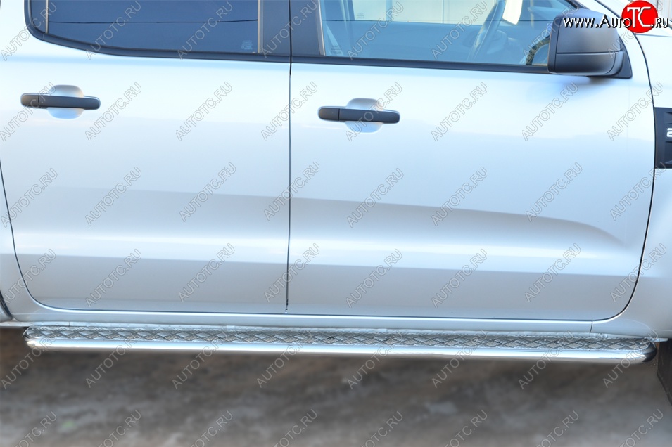 24 649 р. Защита порогов из круглой трубы диаметром 42 мм SLITKOFF  Ford Ranger  DoubleCab (2011-2016) дорестайлинг  с доставкой в г. Керчь