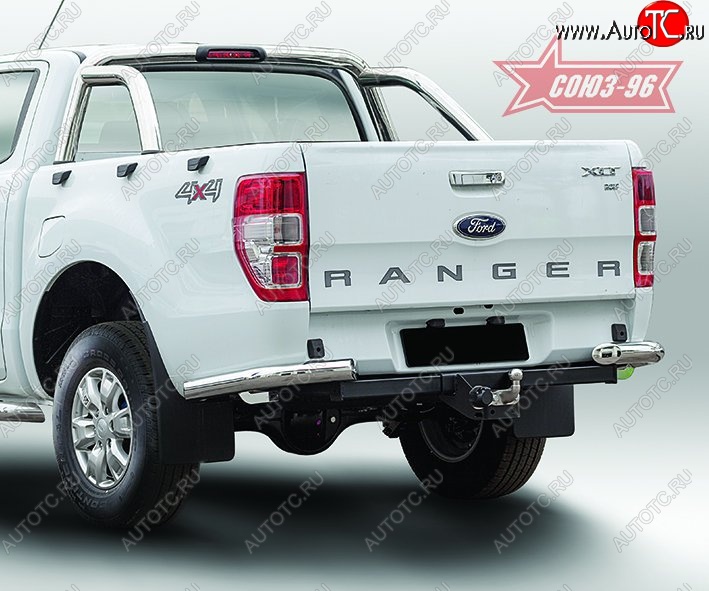 11 969 р. Защита заднего бампера из боковых уголков Souz-96 (d76) Ford Ranger RapCab дорестайлинг (2011-2016)  с доставкой в г. Керчь