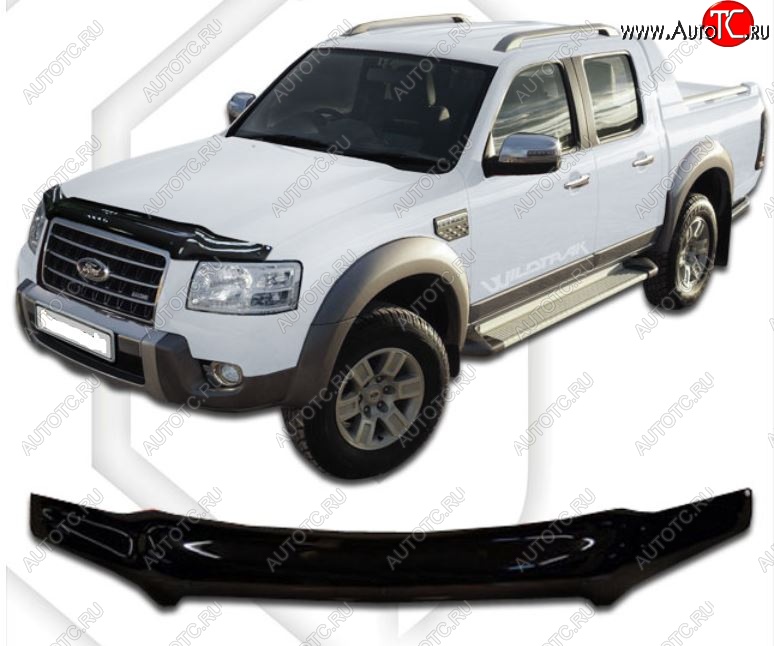 2 299 р. Дефлектор капота CA-Plastic Ford Ranger дорестайлинг (2006-2009) (Classic черный, Без надписи)  с доставкой в г. Керчь