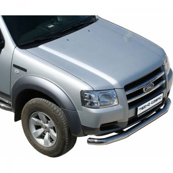 Защита переднего бампера ТехноСфера (Техно Сфера) (нержавейка, d76 mm) Ford Ranger (2006-2011) дорестайлинг, рестайлинг