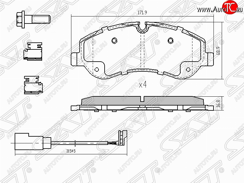 1 579 р. Колодки тормозные (передние) SAT  Ford Tourneo Custom - Transit  с доставкой в г. Керчь
