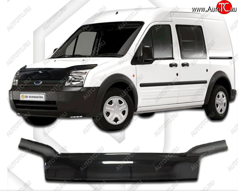 3 699 р. Дефлектор капота CA-Plastiс exclusive Ford Tourneo Connect (2009-2013) (Classic черный, Без надписи)  с доставкой в г. Керчь