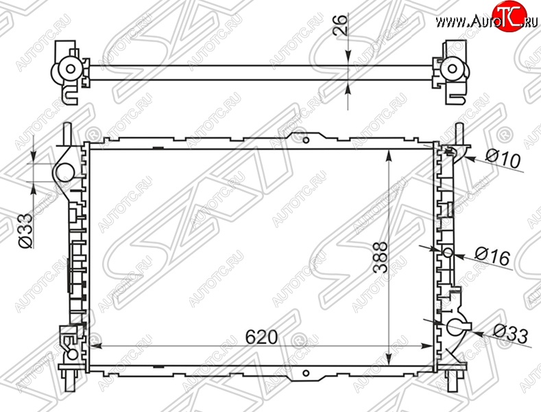 7 949 р. Радиатор двигателя SAT (пластинчатый, МКПП, без кондиционера) Ford Transit цельнометаллический фургон (2006-2014)  с доставкой в г. Керчь