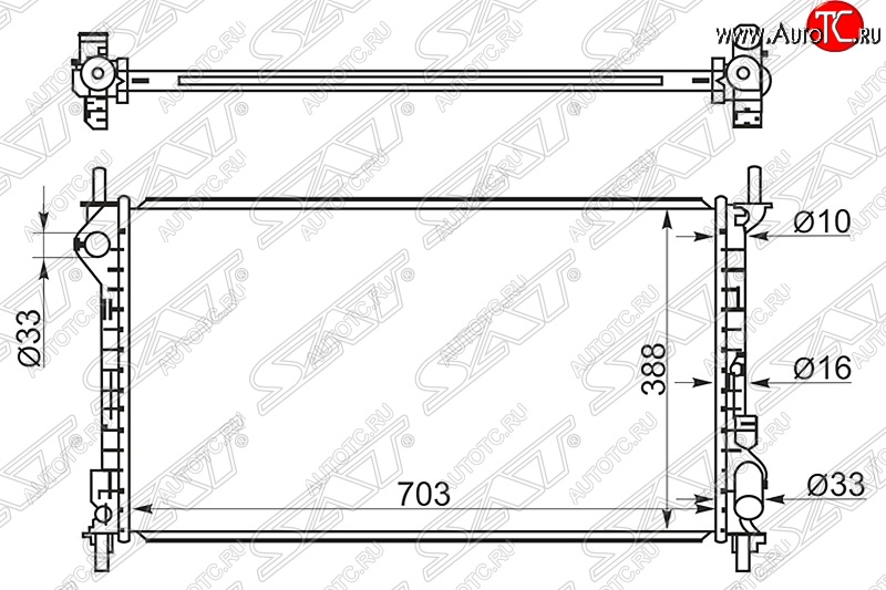 6 549 р. Радиатор двигателя SAT (пластинчатый, МКПП) Ford Transit цельнометаллический фургон (2006-2014)  с доставкой в г. Керчь