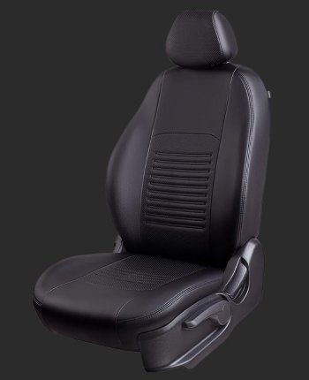 Чехлы для сидений Lord Autofashion Турин (экокожа, фургон 3 места) Ford Transit (2014-2022) цельнометаллический фургон (Черный, вставка черная)