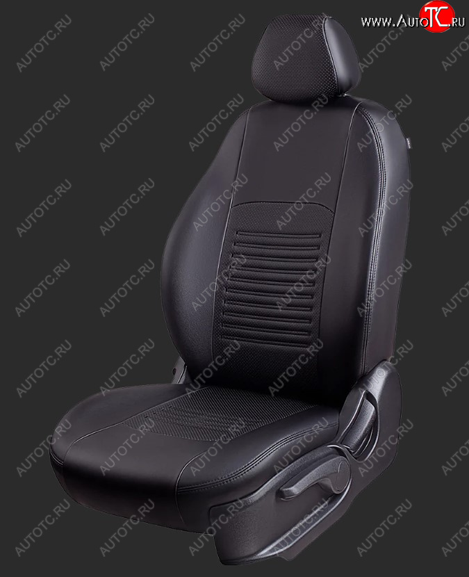 6 549 р. Чехлы для сидений Lord Autofashion Турин (экокожа, фургон 3 места)  Ford Transit (2014-2022) цельнометаллический фургон (Черный, вставка черная)  с доставкой в г. Керчь