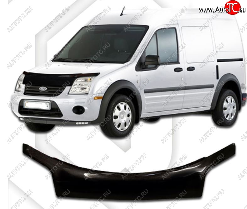 3 399 р. Дефлектор капота CA-Plastiс exclusive Ford Transit Connect (2002-2009) (Classic черный, Без надписи)  с доставкой в г. Керчь
