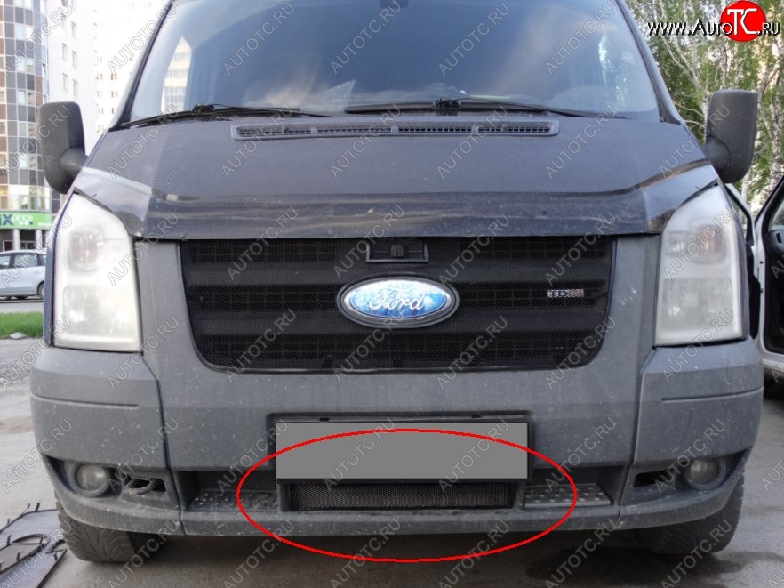 1 469 р. Нижняя защитная сетка на бампер (рестайлинг) Russtal (черная) Ford Transit цельнометаллический фургон (2006-2014)  с доставкой в г. Керчь