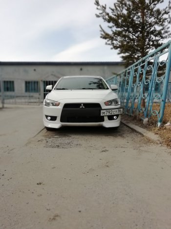 2 899 р. Клыки Evo на передний бампер автомобиля  Mitsubishi Lancer  10 CY (2007-2017) седан дорестайлинг, хэтчбэк дорестайлинг, седан рестайлинг, хэтчбек 5 дв рестайлинг (Неокрашенные)  с доставкой в г. Керчь. Увеличить фотографию 7
