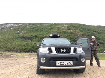 13 499 р. Защита переднего бампера Slitkoff (Ø76) Nissan Pathfinder R51 рестайлинг (2009-2014) (Нержавейка, Полированная)  с доставкой в г. Керчь. Увеличить фотографию 3