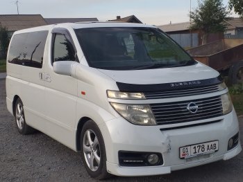 1 899 р. Дефлектор капота CA-Plastic Nissan Elgrand 2 рестайлинг (2004-2010) (серия Classic черный, Без надписи)  с доставкой в г. Керчь. Увеличить фотографию 2