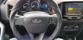 7 249 р. Руль AMperformance Лада Веста 2180 седан дорестайлинг (2015-2023) (Верхний и нижний скос руля, Материал оплётки: экокожа наппа + перфорация, Цвет прострочки: чёрный, Цвет нулевой метки: чёрный)  с доставкой в г. Керчь. Увеличить фотографию 7