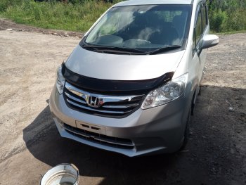 2 699 р. Дефлектор капота (GB3) CA-Plastic Honda Freed GB3,GB4 минивэн дорестайлинг (2008-2011) (Classic черный, Без надписи)  с доставкой в г. Керчь. Увеличить фотографию 3