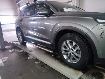19 399 р. Пороги из трубы 120х60 овал с проступью Russtal Hyundai Santa Fe TM дорестайлинг (2018-2021)  с доставкой в г. Керчь. Увеличить фотографию 4