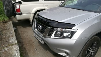 2 199 р. Дефлектор капота CA-Plastiс Nissan Terrano D10 рестайлинг (2016-2022) (Classic черный, Без надписи)  с доставкой в г. Керчь. Увеличить фотографию 2
