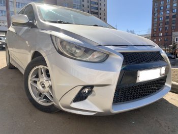 13 499 р. Передний бампер Lexus Style  Hyundai Solaris  RBr (2010-2014) седан дорестайлинг, хэтчбэк дорестайлинг (Неокрашенный)  с доставкой в г. Керчь. Увеличить фотографию 9