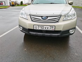 2 199 р. Дефлектор капота CA-Plastiс  Subaru Outback ( BR/B14,  BR,) (2009-2015) дорестайлинг универсал, B14)  рестайлинг универсал (Шелкография серебро)  с доставкой в г. Керчь. Увеличить фотографию 2