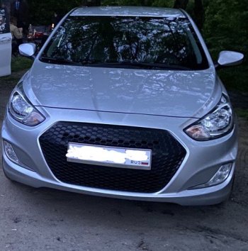 5 799 р. Решётка радиатора YTG  Hyundai Solaris  RBr (2010-2014) седан дорестайлинг (Неокрашенная)  с доставкой в г. Керчь. Увеличить фотографию 9