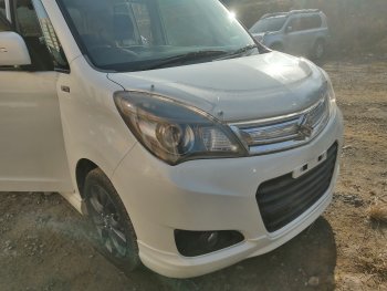 2 479 р. Дефлектор капота CA-Plastiс  Suzuki Solio (2010-2015) дорестайлинг, рестайлинг (Шелкография серебро)  с доставкой в г. Керчь. Увеличить фотографию 3