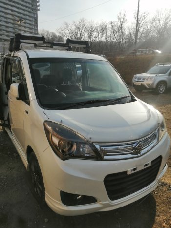 2 479 р. Дефлектор капота CA-Plastiс  Suzuki Solio (2010-2015) дорестайлинг, рестайлинг (Шелкография серебро)  с доставкой в г. Керчь. Увеличить фотографию 4
