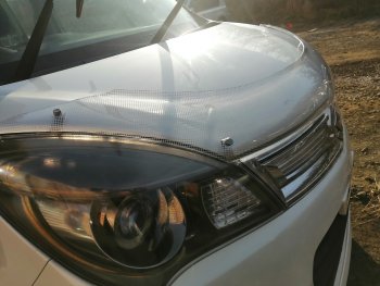 2 479 р. Дефлектор капота CA-Plastiс  Suzuki Solio (2010-2015) дорестайлинг, рестайлинг (Шелкография серебро)  с доставкой в г. Керчь. Увеличить фотографию 2