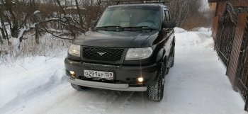 61 999 р. Двойная защита переднего бампера d63.5 мм Металл Дизайн  Уаз Патриот  3163 5 дв. (2005-2013) дорестайлинг (Сталь с покрытием, цвет серебристый)  с доставкой в г. Керчь. Увеличить фотографию 2