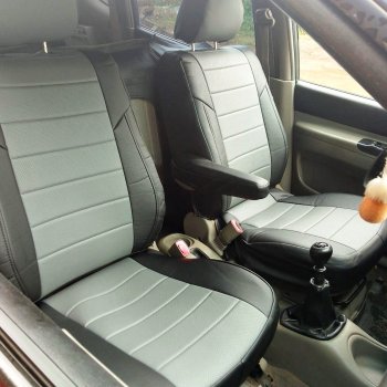 8 399 р. Чехлы сидений (экокожа) Автопилот  Chevrolet Rezzo (2000-2008) (черный/серый)  с доставкой в г. Керчь. Увеличить фотографию 6