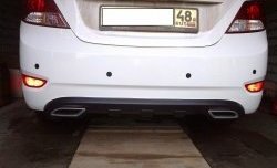 3 999 р. Диффузор заднего бампера Sport var №1  Hyundai Solaris  RBr (2010-2014) седан дорестайлинг (Глянец неокрашенный)  с доставкой в г. Керчь. Увеличить фотографию 3