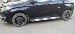14 449 р. Широкая защита порогов с трубой диаметром d42 Slitkoff  Лада XRAY (2016-2022) (Цвет: нержавеющая полированная сталь)  с доставкой в г. Керчь. Увеличить фотографию 2