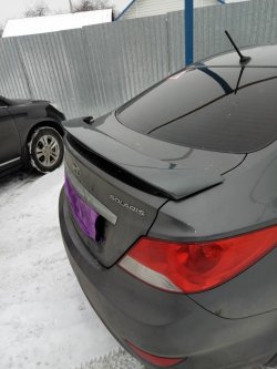 4 389 р. Спойлер M-VRS V2 Hyundai Solaris RBr седан дорестайлинг (2010-2014) (Неокрашенный)  с доставкой в г. Керчь. Увеличить фотографию 4