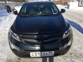 5 349 р. Решётка радиатора RA V2  KIA Sportage  3 SL (2010-2016) дорестайлинг, рестайлинг (С сеткой металлик, Неокрашенная)  с доставкой в г. Керчь. Увеличить фотографию 7