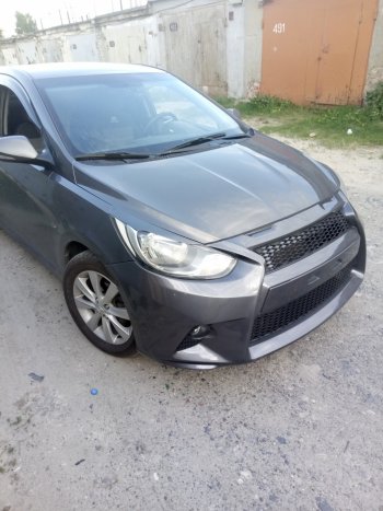 13 499 р. Передний бампер Lexus Style  Hyundai Solaris  RBr (2010-2014) седан дорестайлинг, хэтчбэк дорестайлинг (Неокрашенный)  с доставкой в г. Керчь. Увеличить фотографию 7
