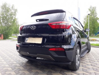 7 199 р. Защита заднего бампера из трубы d57 Slitkoff (радиусная)  Hyundai Creta  GS (2015-2021) дорестайлинг, рестайлинг (Цвет: серебристый)  с доставкой в г. Керчь. Увеличить фотографию 2
