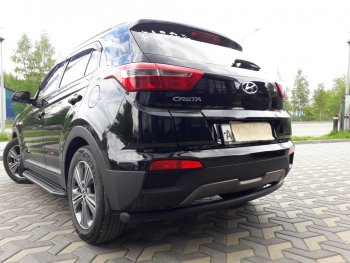 7 199 р. Защита заднего бампера из трубы d57 Slitkoff (радиусная)  Hyundai Creta  GS (2015-2021) дорестайлинг, рестайлинг (Цвет: серебристый)  с доставкой в г. Керчь. Увеличить фотографию 3