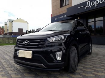 8 249 р. Защита переднего бампера Slitkoff (d57, черная) Hyundai Creta GS рестайлинг (2019-2021) (Цвет: серебристый)  с доставкой в г. Керчь. Увеличить фотографию 8