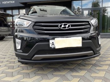 8 249 р. Защита переднего бампера Slitkoff (d57, черная) Hyundai Creta GS рестайлинг (2019-2021) (Цвет: серебристый)  с доставкой в г. Керчь. Увеличить фотографию 2