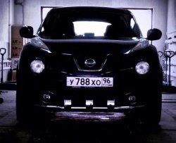 12 399 р. Одинарная защита переднего бампера Petroil-Tuning 63 мм с зубьями  Nissan Juke  1 YF15 (2010-2014) дорестайлинг (Нержавеющая полированная сталь)  с доставкой в г. Керчь. Увеличить фотографию 3