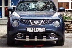 12 399 р. Одинарная защита переднего бампера Petroil-Tuning 63 мм с зубьями  Nissan Juke  1 YF15 (2010-2014) дорестайлинг (Нержавеющая полированная сталь)  с доставкой в г. Керчь. Увеличить фотографию 4