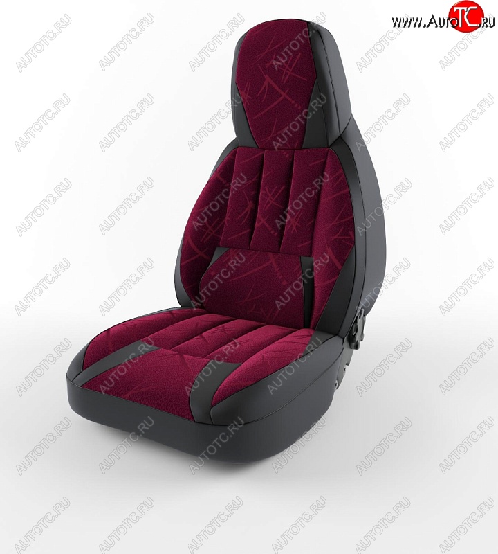 5 099 р. Чехлы для сидений (7-ми местная) Lord Autofashion Турин Ромб (экокожа) ГАЗ ГАЗель 3302 дорестайлинг шасси (1994-2002) (Черный, вставка флок Красный кедр)  с доставкой в г. Керчь