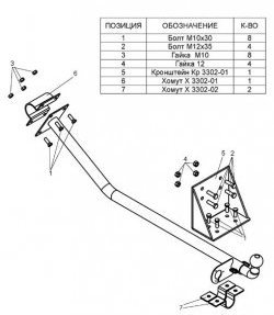 3 499 р. Фаркоп Лидер Плюс ГАЗ ГАЗель 3302 дорестайлинг шасси (1994-2002) (Без электропакета)  с доставкой в г. Керчь. Увеличить фотографию 2