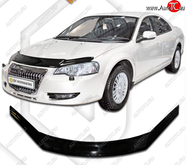 2 969 р. Дефлектор капота CA-Plastiс ГАЗ Волга Сайбер (2008-2010) (Classic черный, Без надписи)  с доставкой в г. Керчь