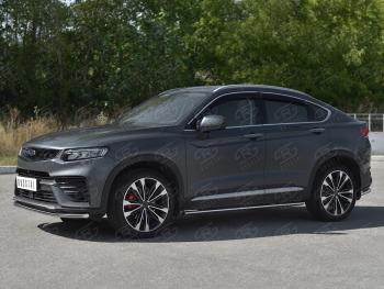 12 849 р. Защита переднего бампера (Ø42 мм, нержавейка) SLITKOFF Geely Tugella FY11,HPBA4 дорестайлинг (2019-2023)  с доставкой в г. Керчь. Увеличить фотографию 2
