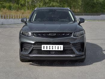 9 399 р. Защита переднего бампера (Ø57 мм) SLITKOFF Geely Tugella FY11,HPBA4 дорестайлинг (2019-2023) (нержавейка с полимерным покрытием, черный)  с доставкой в г. Керчь. Увеличить фотографию 4