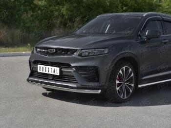 Защита переднего бампера (Ø63 мм, нержавейка) SLITKOFF Geely Tugella  FY11,HPBA4 (2019-2025) дорестайлинг, рестайлинг