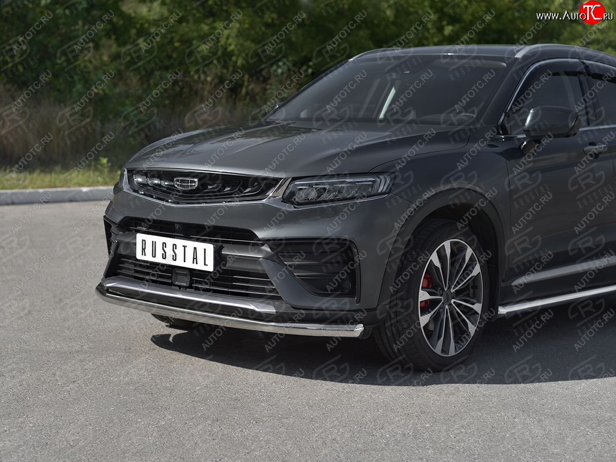 13 999 р. Защита переднего бампера (Ø63 мм, нержавейка) SLITKOFF  Geely Tugella  FY11,HPBA4 (2019-2025) дорестайлинг, рестайлинг  с доставкой в г. Керчь