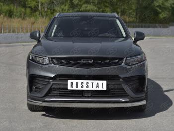 13 999 р. Защита переднего бампера (Ø63 мм, нержавейка) SLITKOFF  Geely Tugella  FY11,HPBA4 (2019-2025) дорестайлинг, рестайлинг  с доставкой в г. Керчь. Увеличить фотографию 3