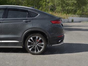 8 799 р. Защита заднего бампера (Ø57 мм) SLITKOFF  Geely Tugella  FY11,HPBA4 (2019-2025) дорестайлинг, рестайлинг (нержавейка с полимерным покрытием, черный)  с доставкой в г. Керчь. Увеличить фотографию 5