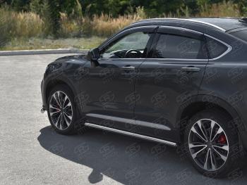 16 449 р. Защита порогов (труба, d63 мм) SLITKOFF Geely Tugella FY11,HPBA4 дорестайлинг (2019-2023) (Торцы с пластиковыми заглушками)  с доставкой в г. Керчь. Увеличить фотографию 3