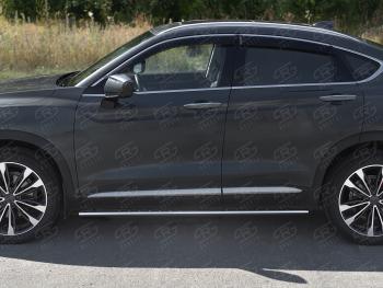 23 749 р. Защита порогов (Ø75х42 мм с проступью) Russtal Geely Tugella FY11,HPBA4 дорестайлинг (2019-2023) (полированная нержавейка)  с доставкой в г. Керчь. Увеличить фотографию 2